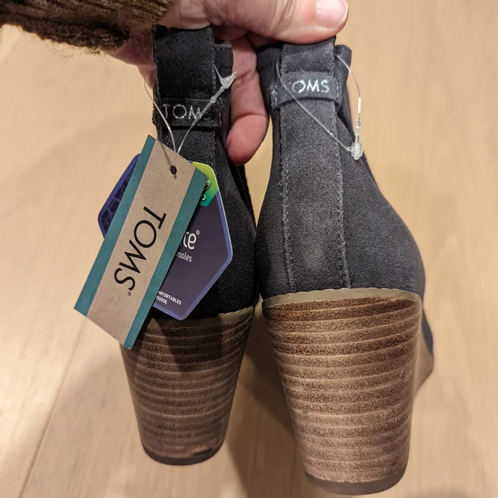 Toms Charcoal Wedge Ankle Boots